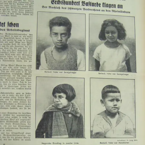Robbie Aitken Newspaper cutting in the Frankfurter Volksblatt says "600 Bastards Accuse, the legacy of black crime against the Rhinelanders"