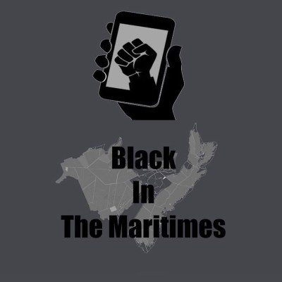 A logo that shows a hand holding an iphone with the word Black in the Maritimes.