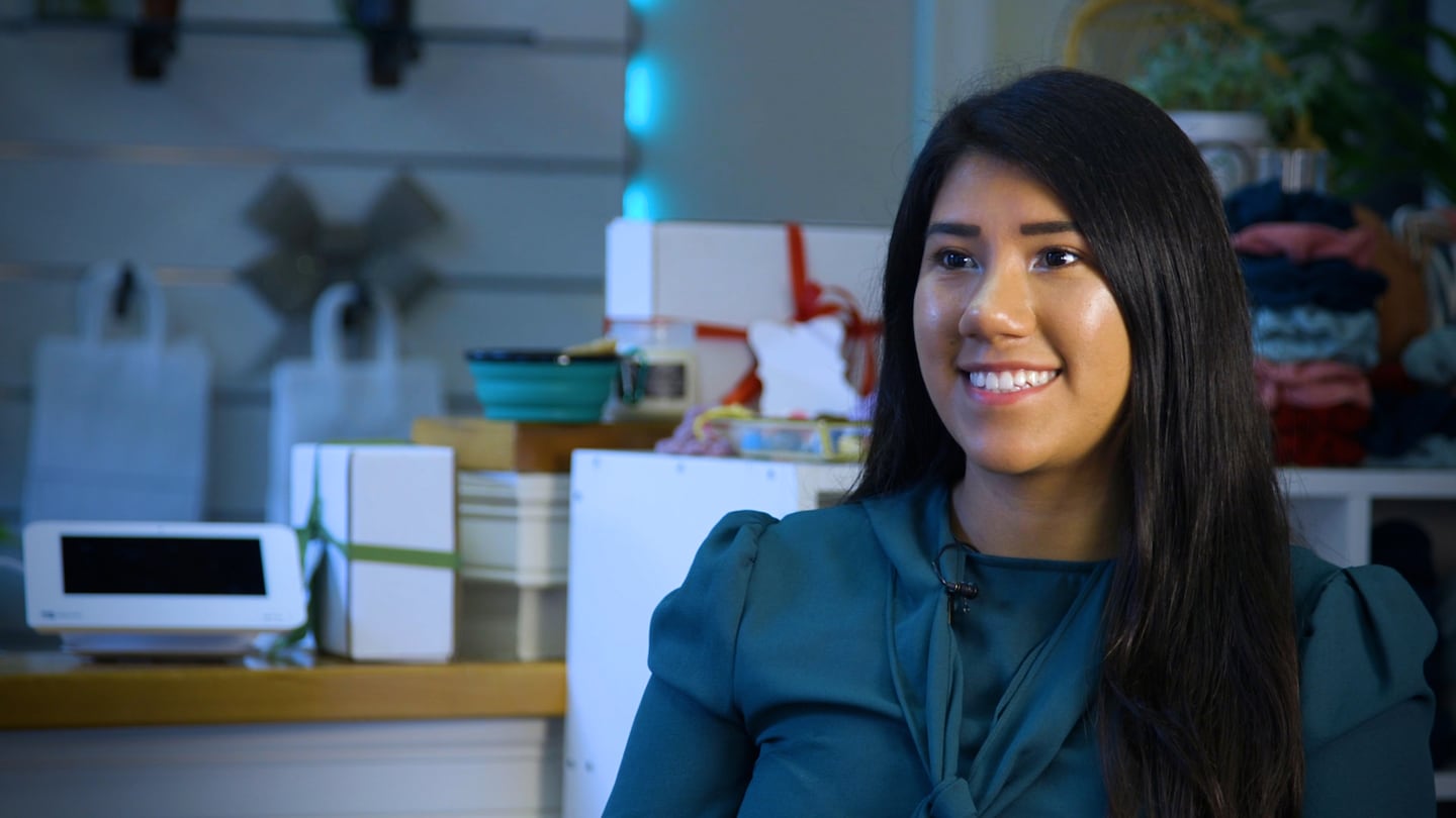 Maria Camila Vasco, the owner of Boston’s first zero-waste store, UVIDA, in the North End.