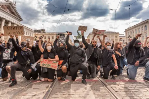 Getty Images Thousands marched in Black Lives Matter protests in Belgium